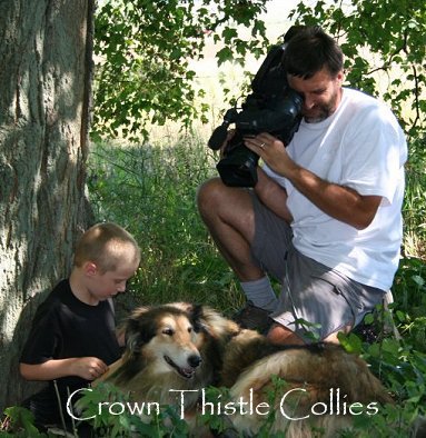 Quaker Farm Collies make wonderful reader dogs for children. Reader Collie dog named Lassie being filmed by Animal Planet at Quaker Hill Farm.